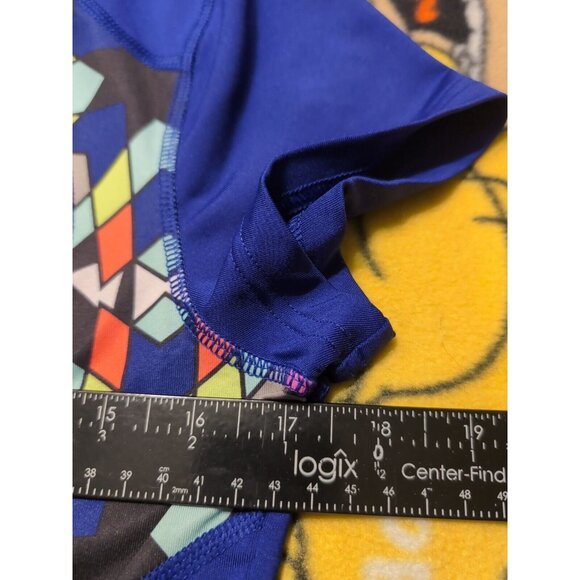 FILA SPORT Live in Motion Workout SHIRT Size M women's BLUE running Geometric - Picture 4 of 5